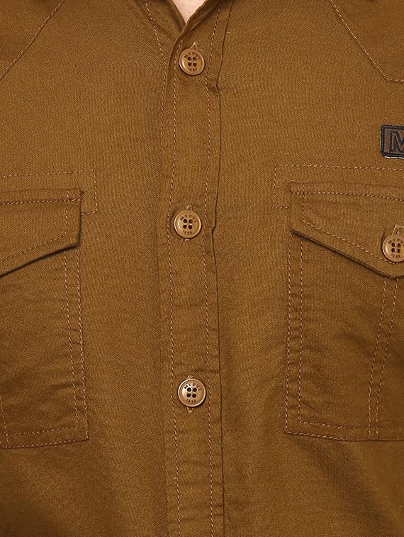 brown solid casual shirt - 15772917 - Standard Image - 3