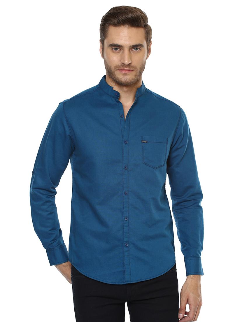 blue solid casual shirt - 15772919 - Zoom Image - 0