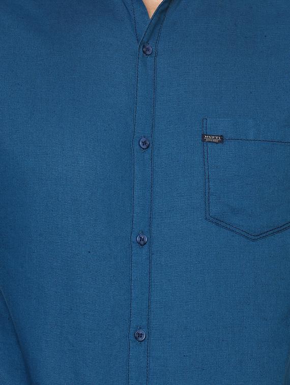 blue solid casual shirt - 15772919 - Standard Image - 3