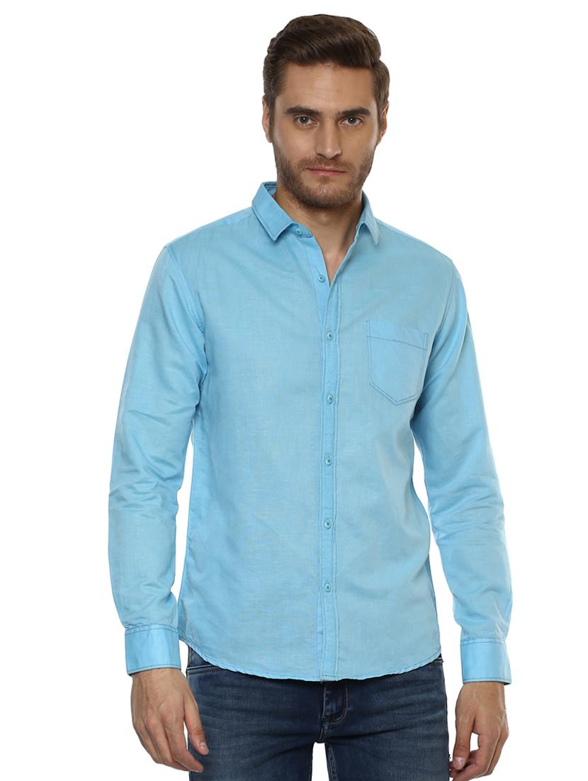 blue solid casual shirt - 15772924 - Zoom Image - 0