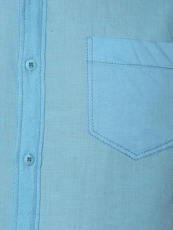 blue solid casual shirt - 15772924 - Standard Image - 3