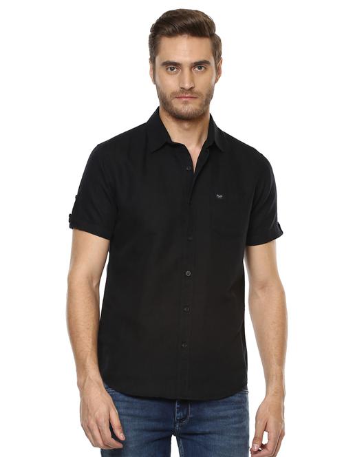 black solid casual shirt - 15772928 - Standard Image - 0