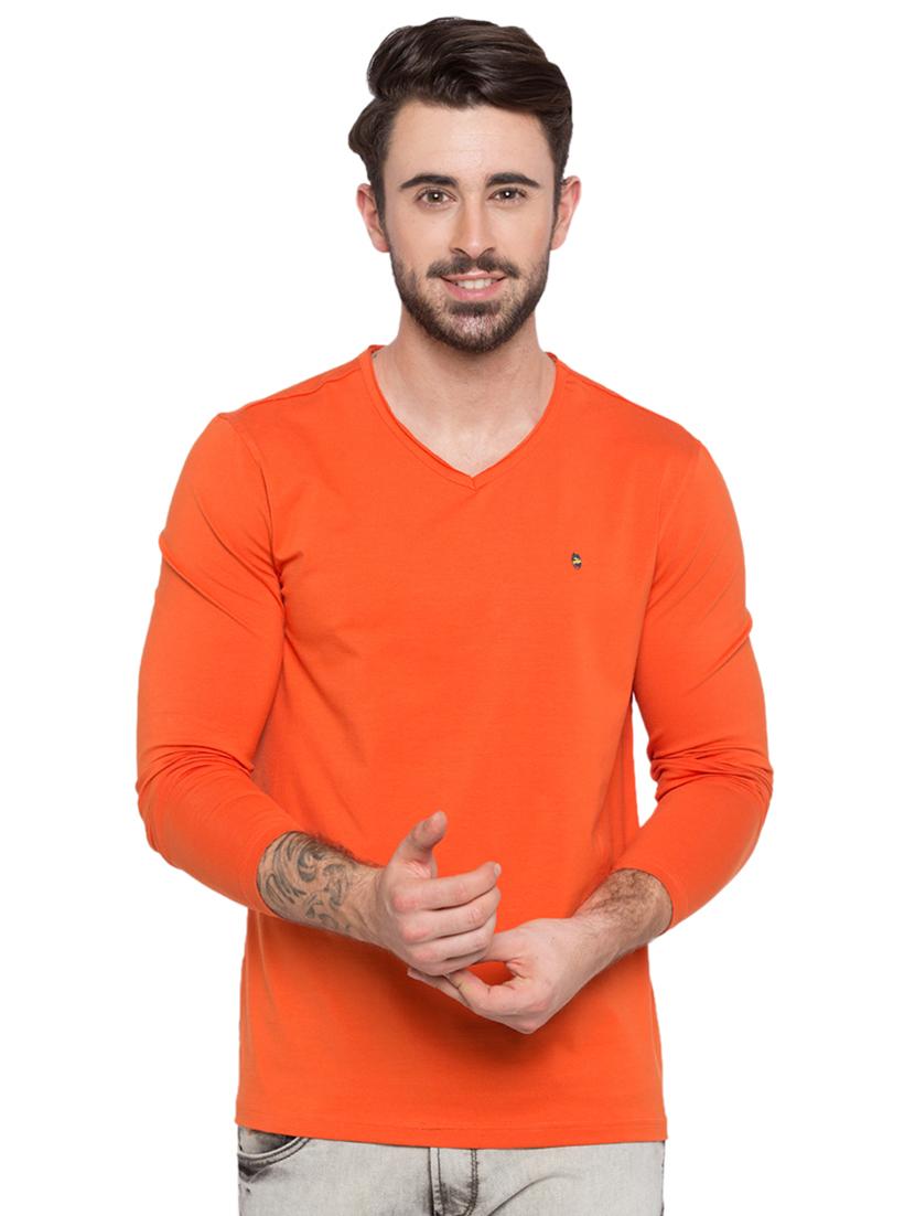 solid orange v-neck t-shirt - 15772929 -  Zoom Image - 0