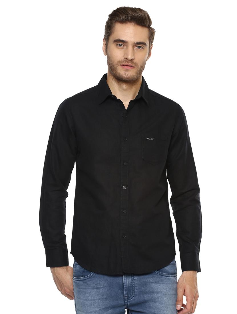 black solid casual shirt - 15772932 -  Zoom Image - 0