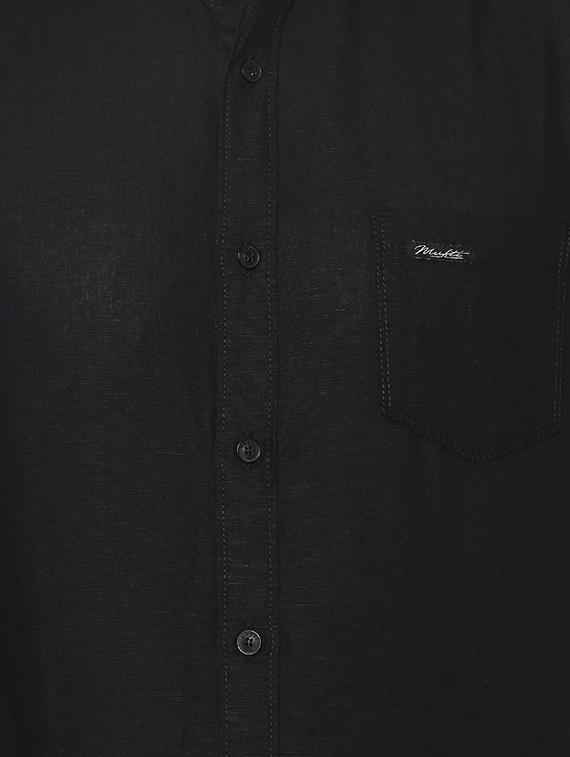 black solid casual shirt - 15772932 - Standard Image - 3