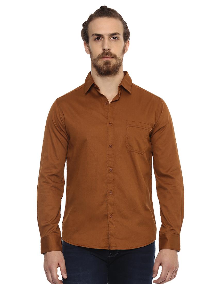 brown solid casual shirt - 15772941 - Zoom Image - 0