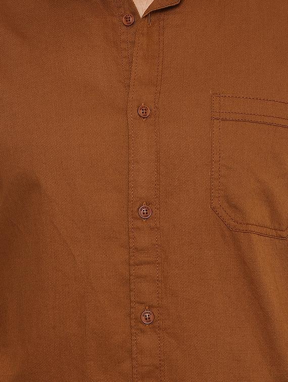 brown solid casual shirt - 15772941 - Standard Image - 3