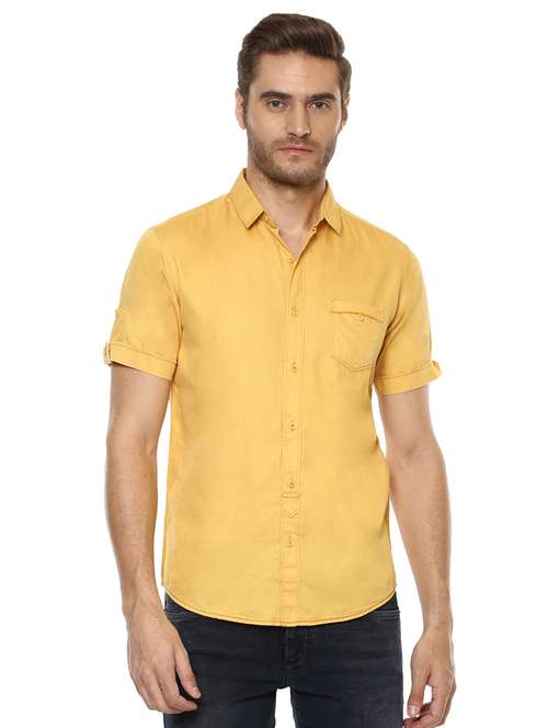 yellow solid casual shirt - 15772947 -  Standard Image - 0