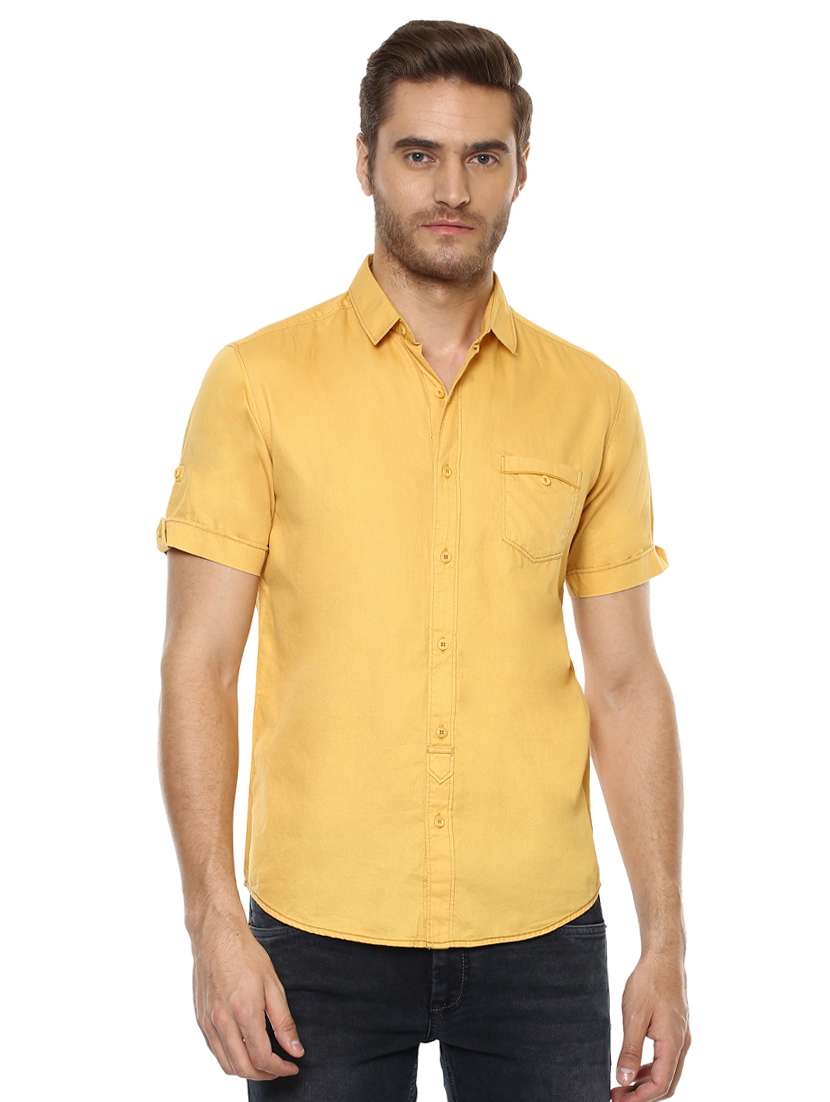 yellow solid casual shirt - 15772947 -  Zoom Image - 0