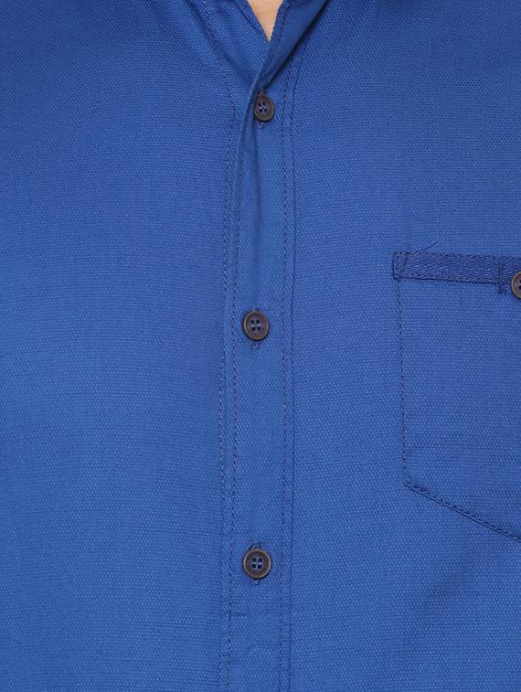 blue solid casual shirt - 15772949 - Standard Image - 3