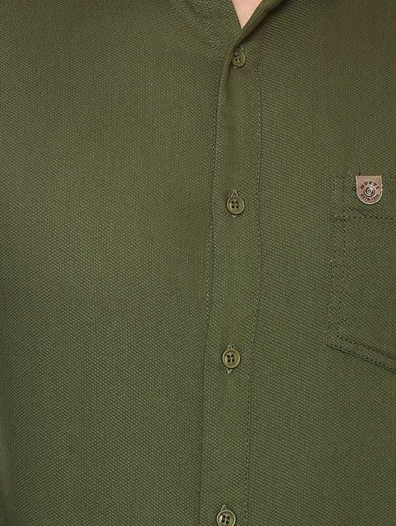 green solid casual shirt - 15772954 - Standard Image - 3