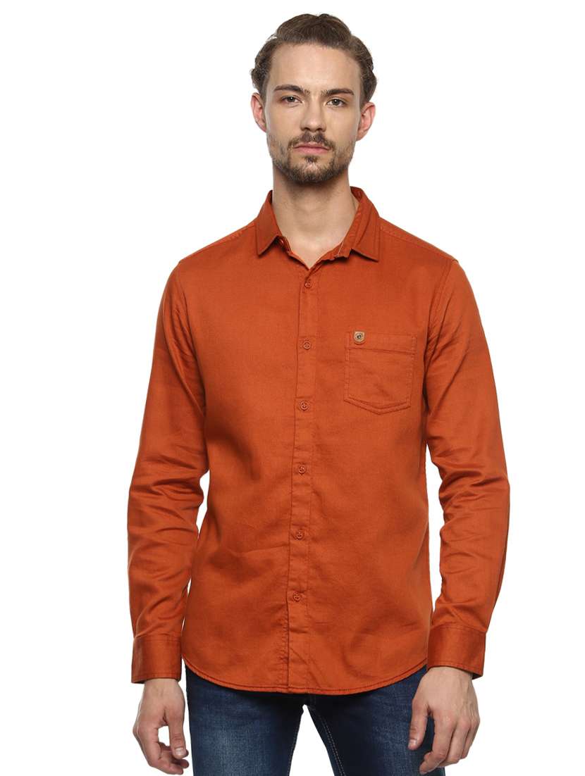 orange solid casual shirt - 15772956 - Zoom Image - 0