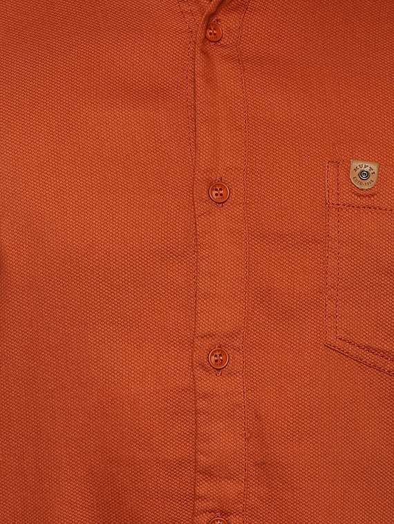 orange solid casual shirt - 15772956 - Standard Image - 3