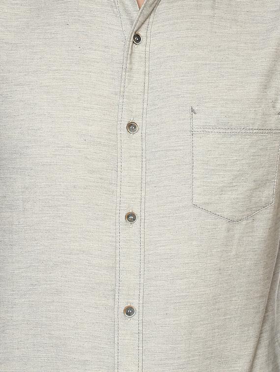 grey solid casual shirt - 15772968 - Standard Image - 3
