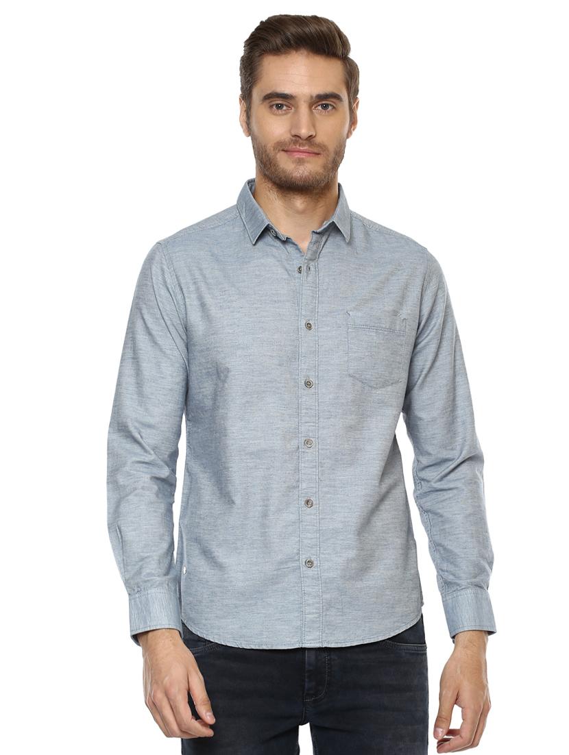blue solid casual shirt - 15772971 - Zoom Image - 0