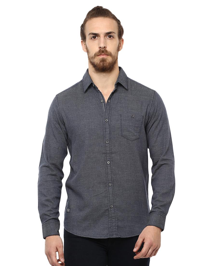 blue solid casual shirt - 15772973 - Zoom Image - 0