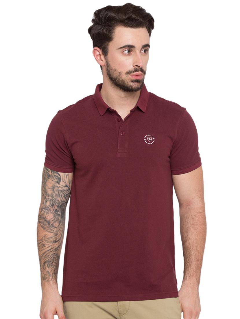 solid maroon polo t-shirt - 15772981 - Zoom Image - 0