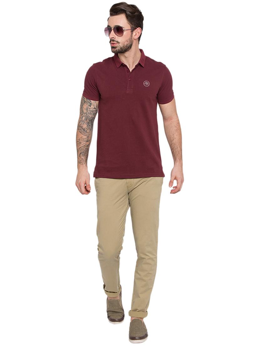 solid maroon polo t-shirt - 15772981 - Standard Image - 3