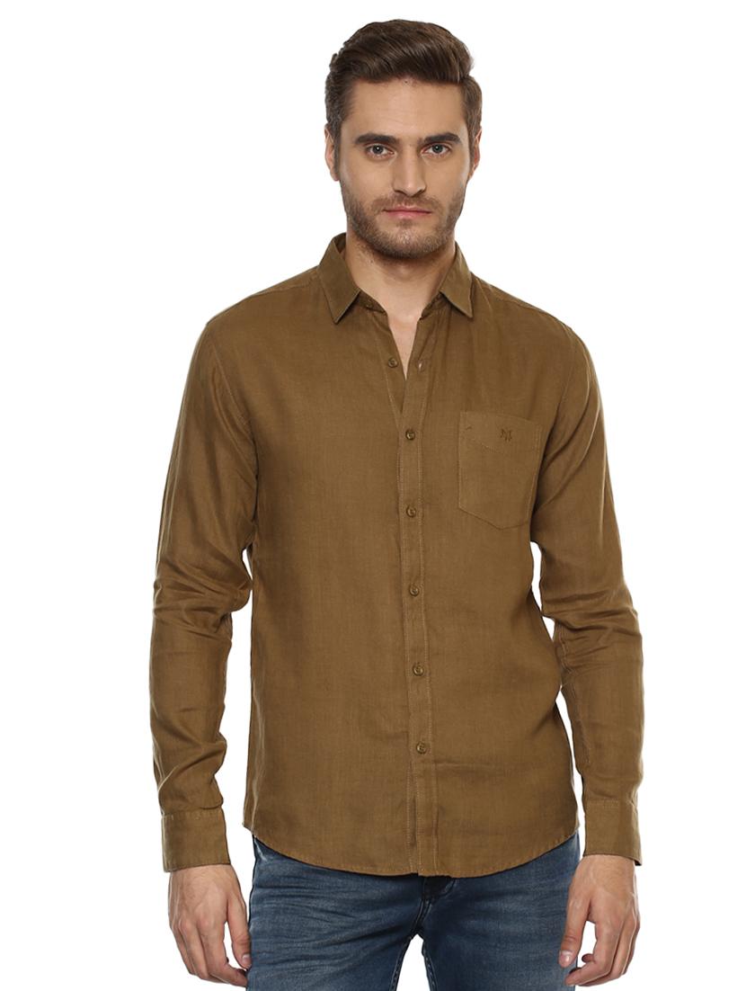 brown solid casual shirt - 15772982 - Zoom Image - 0