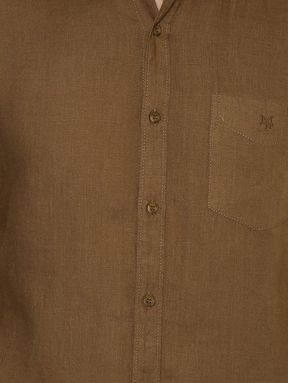 brown solid casual shirt - 15772982 - Standard Image - 3