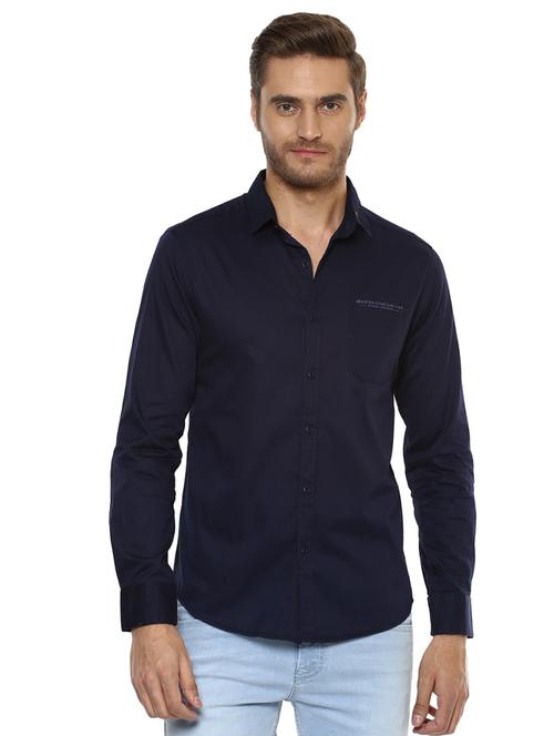 blue solid casual shirt - 15772986 - Standard Image - 0