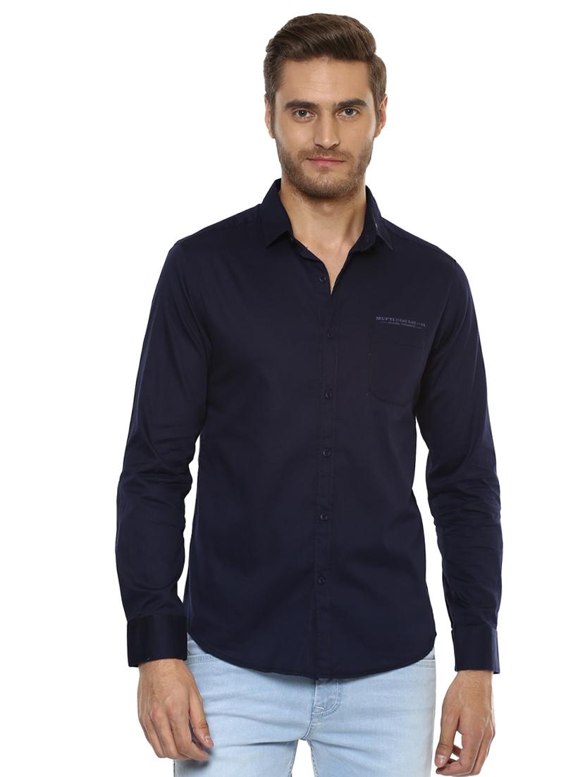 blue solid casual shirt - 15772986 - Zoom Image - 0