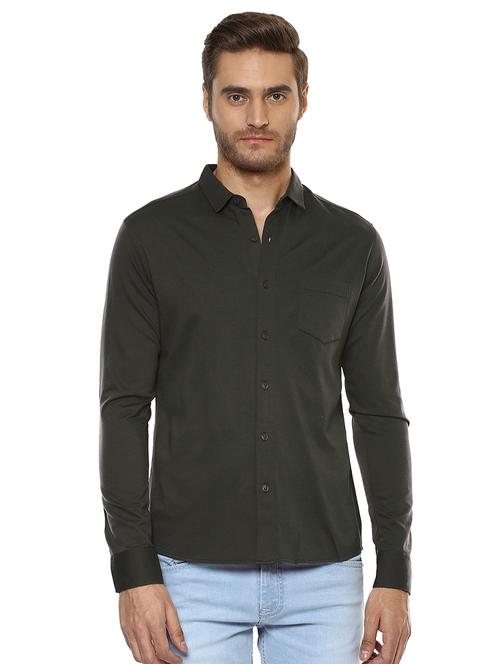 grey solid casual shirt - 15772995 -  Standard Image - 0