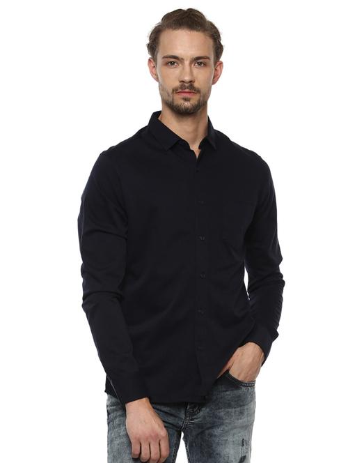 blue solid casual shirt - 15773000 -  Standard Image - 0