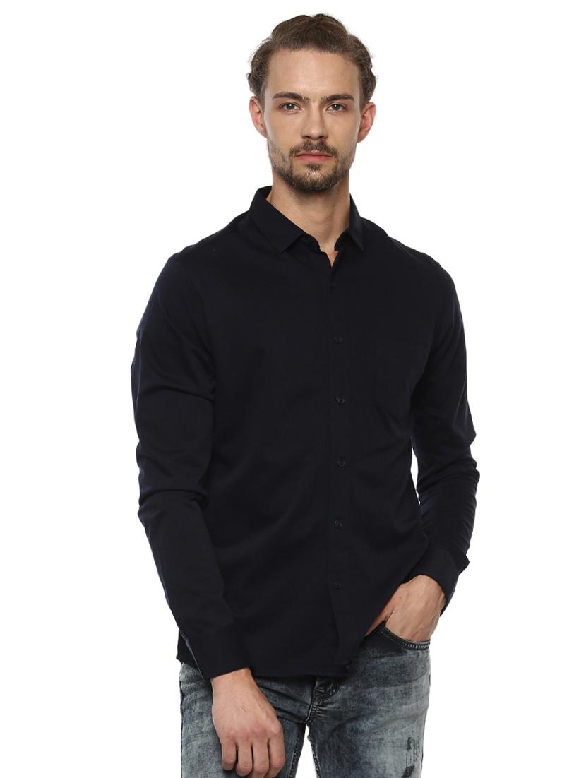 blue solid casual shirt - 15773000 -  Zoom Image - 0