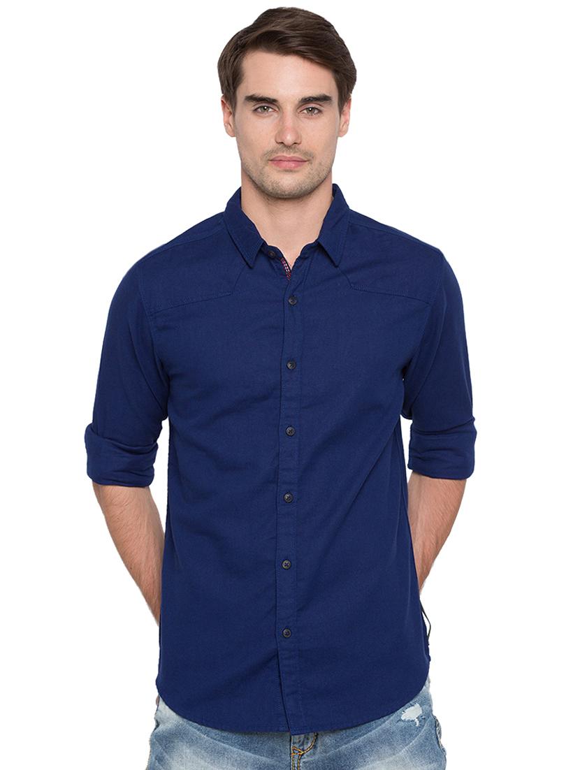 blue solid casual shirt - 15773045 -  Zoom Image - 0
