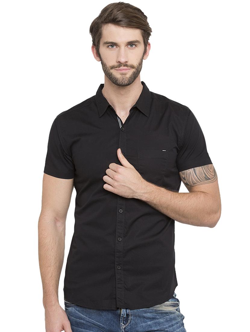black solid casual shirt - 15773058 -  Zoom Image - 0