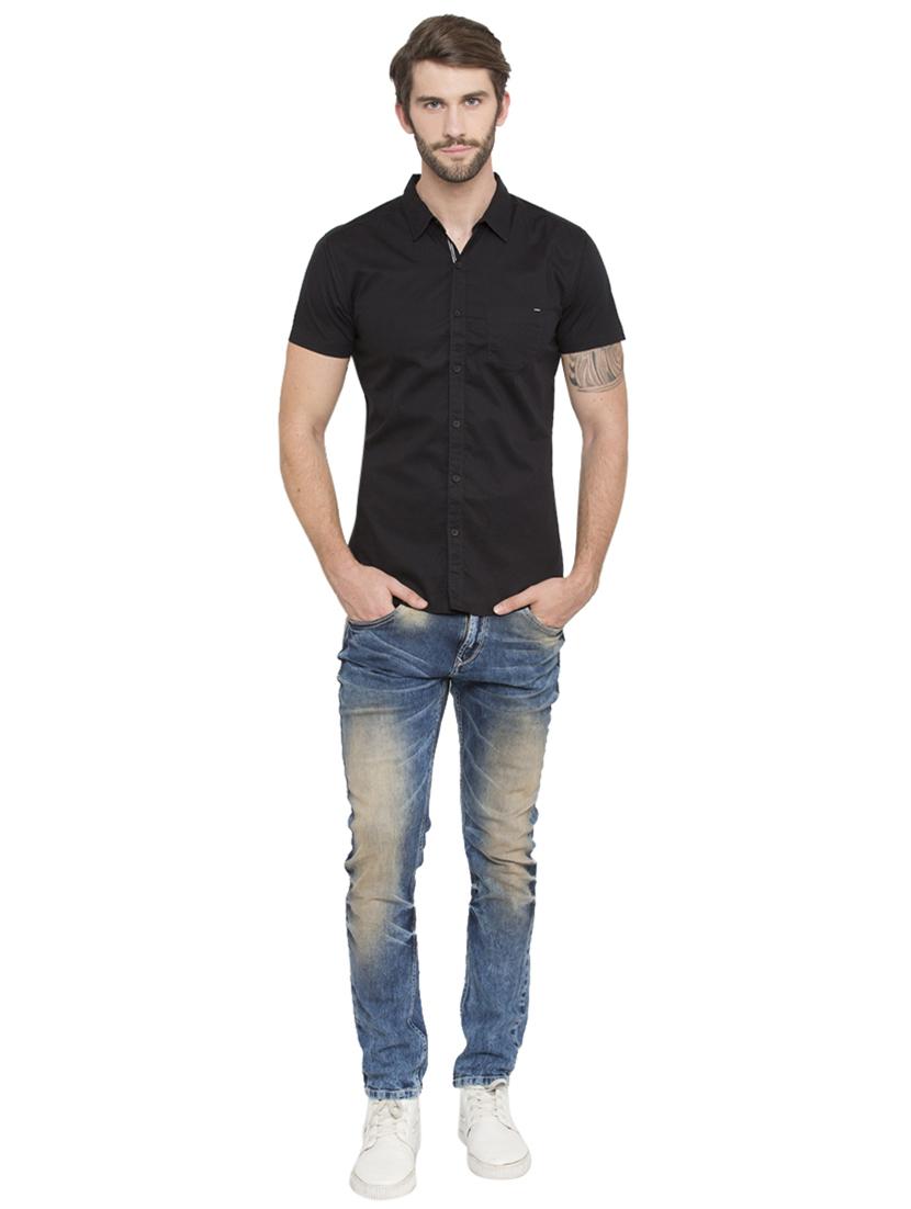 black solid casual shirt - 15773058 - Standard Image - 3