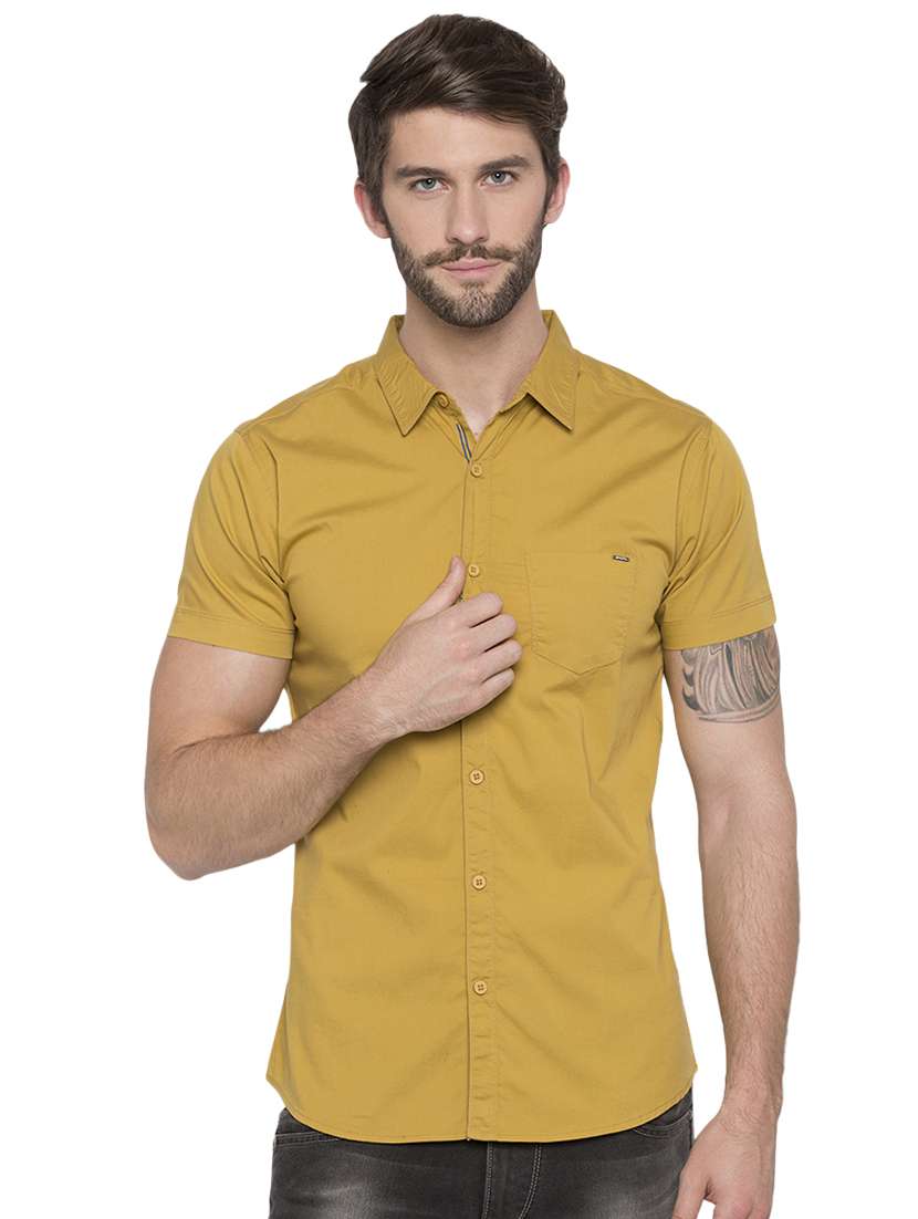 yellow solid casual shirt - 15773060 - Zoom Image - 0