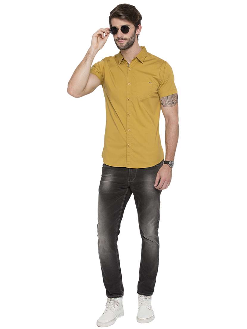 yellow solid casual shirt - 15773060 - Standard Image - 3