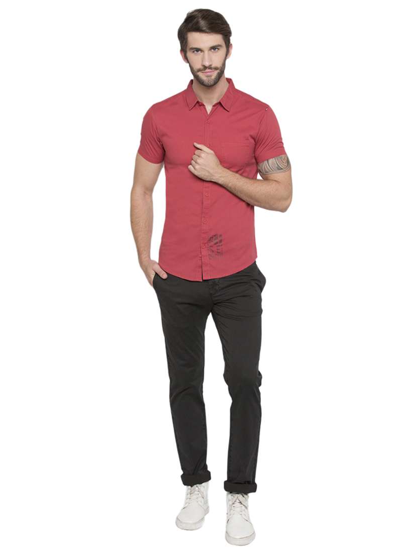 red solid casual shirt - 15773064 -  Standard Image - 3
