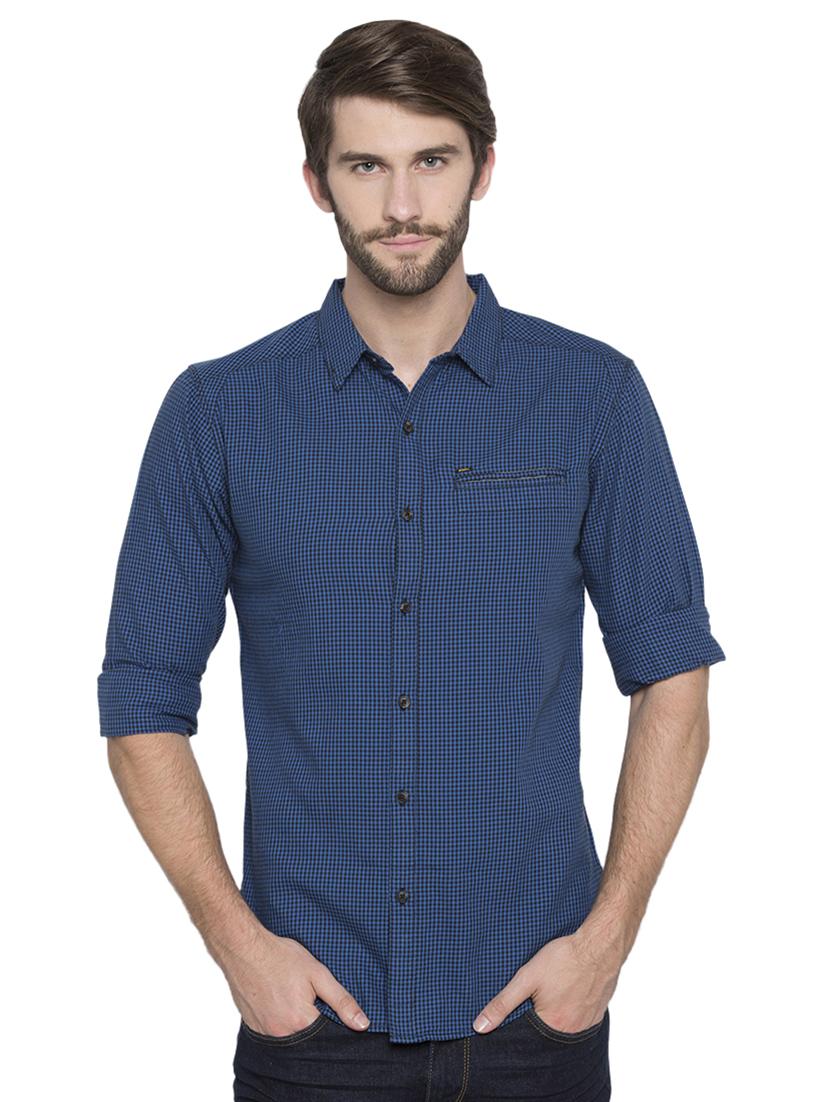 blue checkered casual shirt - 15773105 - Zoom Image - 0