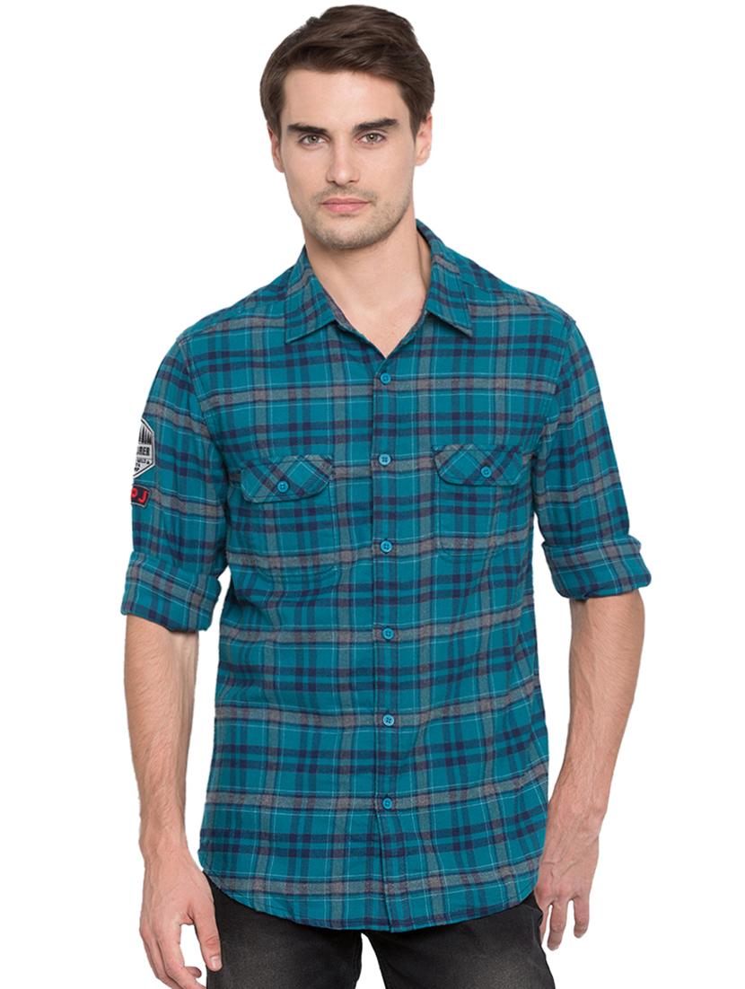 blue checkered casual shirt - 15773125 - Zoom Image - 0
