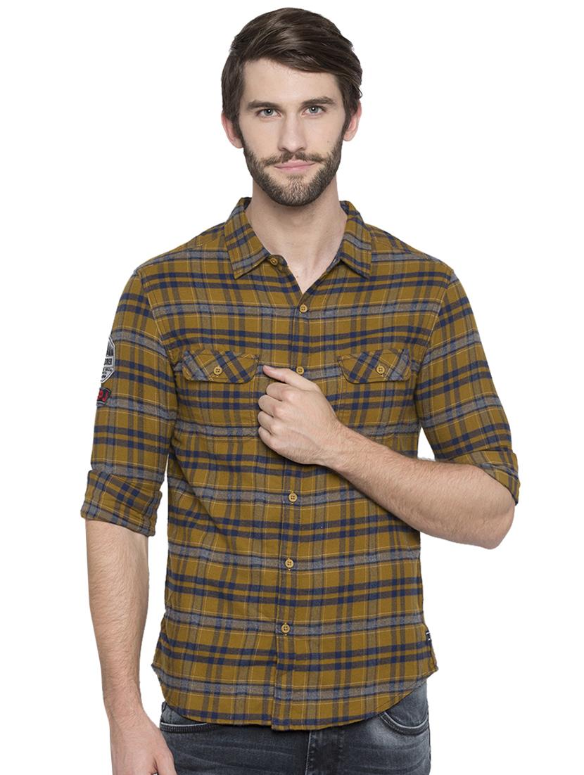 yellow checkered casual shirt - 15773126 - Zoom Image - 0