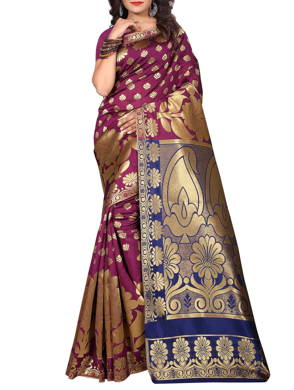 zari jacquad woven saree with blouse