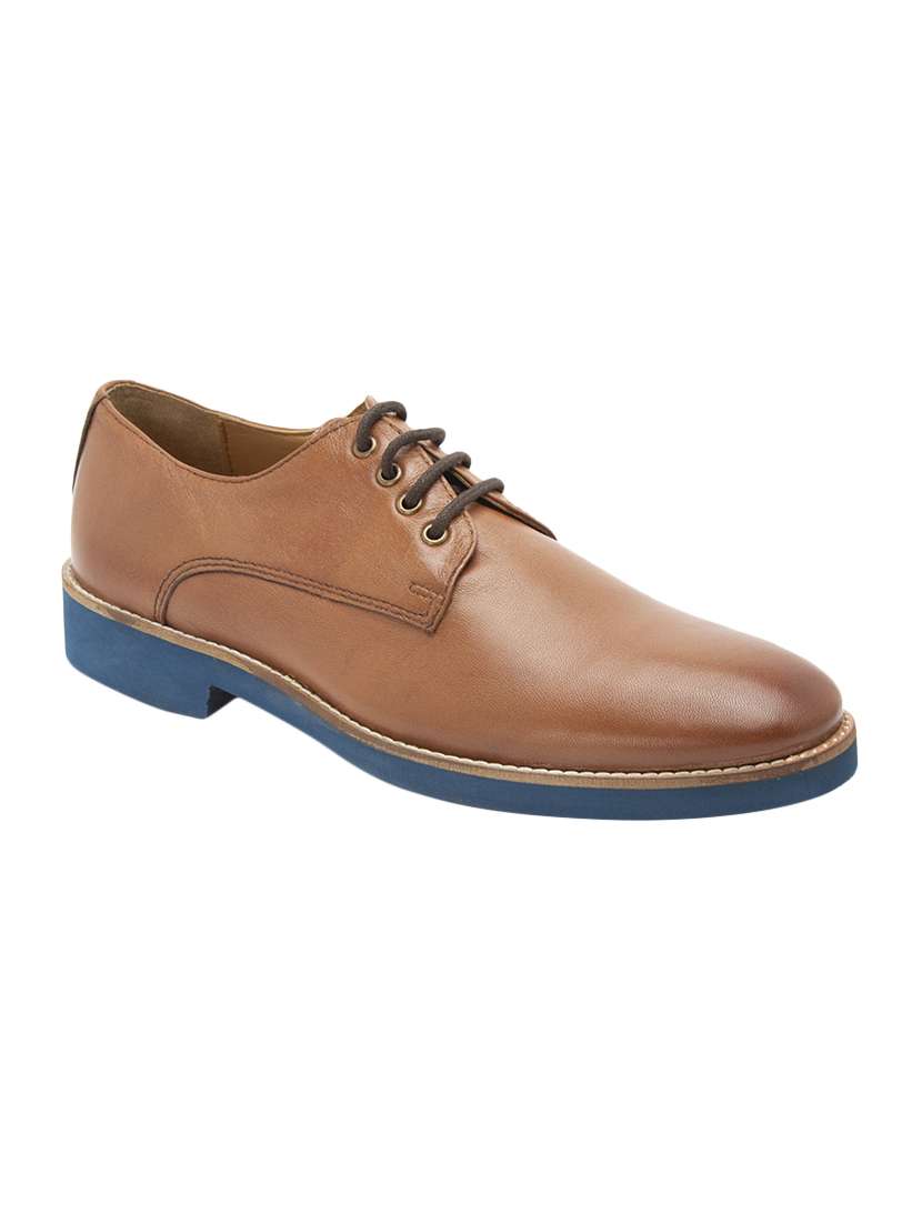 tan leather lace-up derbys