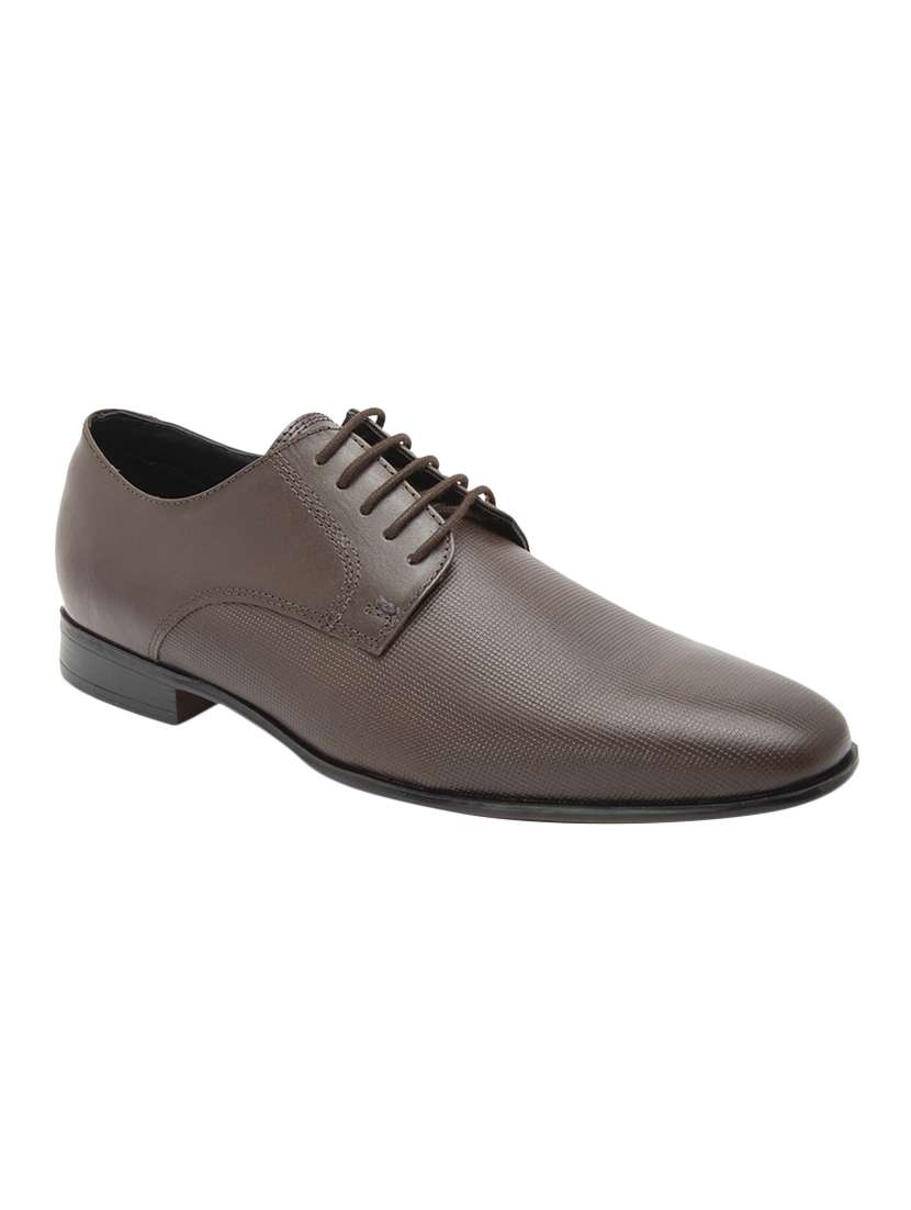 brown leather lace-up derbys