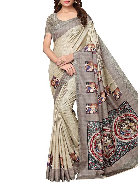 assam silk digital printed saree with blouse