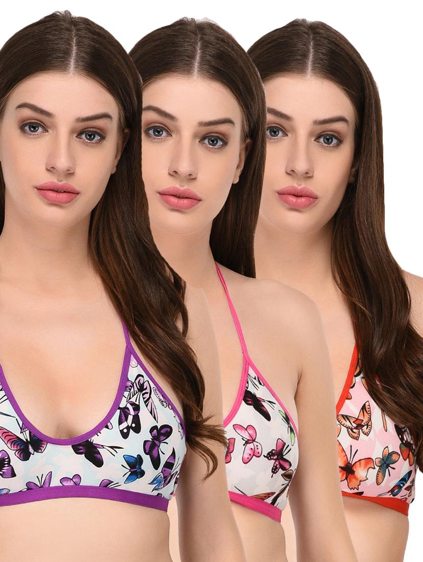 set of 3 butterfly print halter neck bras - 15778757 - Zoom Image - 0