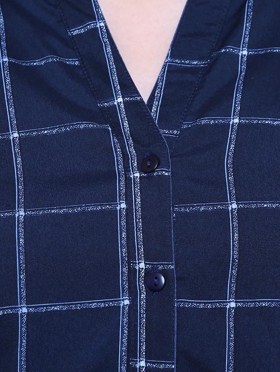 navy checked roll tab sleeved shirt - 15778798 - Standard Image - 3