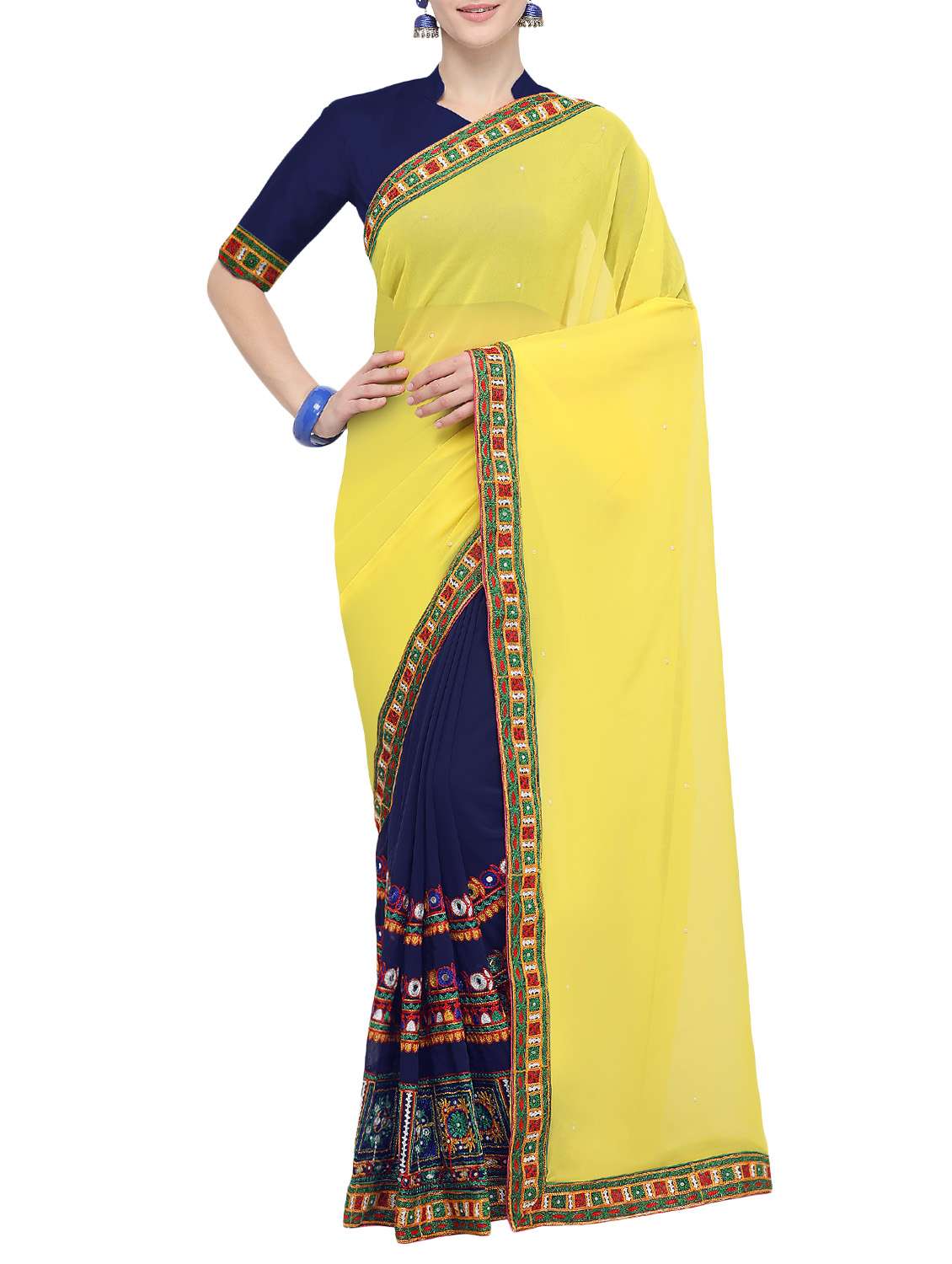 women's embroidered saree with blouse - 15780202 -  Zoom Image - 0