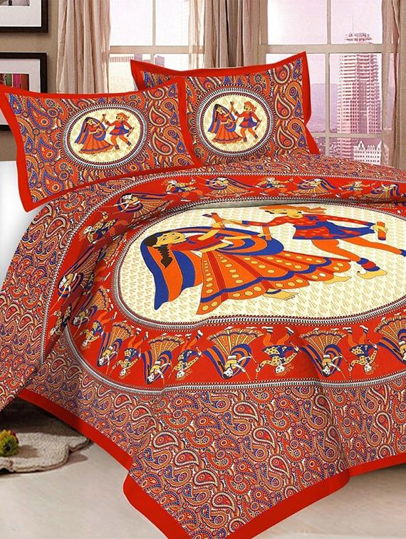 jaipuri printed double bedsheet with 2 pillow cover - 15781324 - Zoom Image - 0
