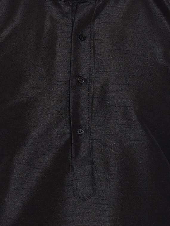 black silk blend dhoti kurta set - 15781702 - Standard Image - 3