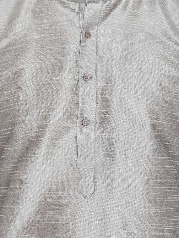 silver silk blend dhoti kurta set - 15781706 - Standard Image - 3