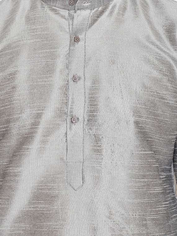 silver silk blend dhoti kurta set - 15781707 - Standard Image - 3