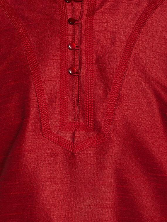 red silk blend dhoti kurta set - 15781713 - Standard Image - 3